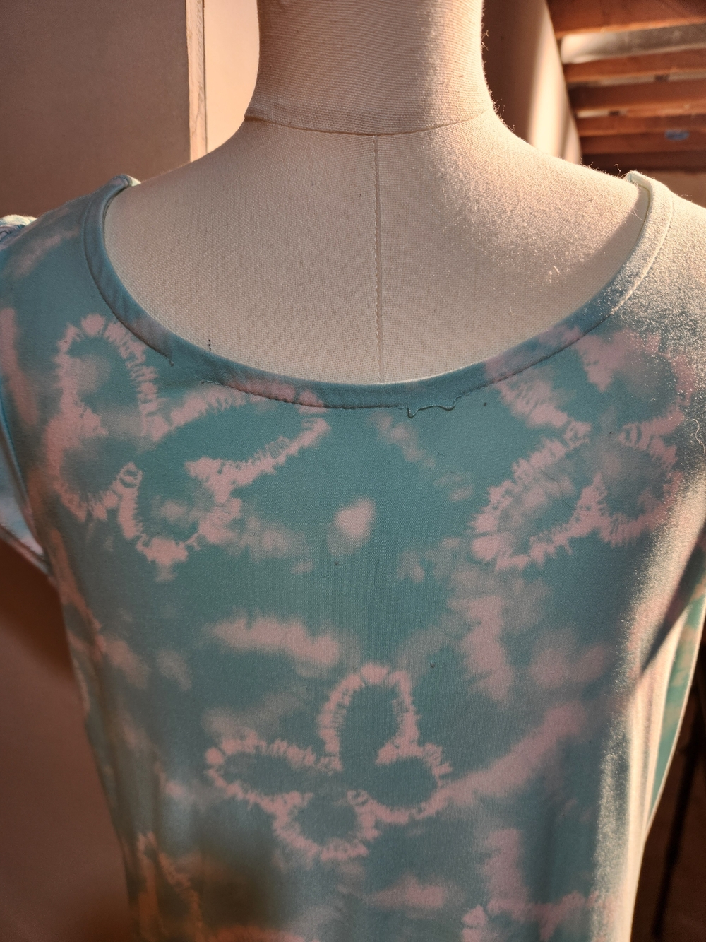 Epic Threads Girls Aqua and Pink Tie-Dye Scoop Neck Dress